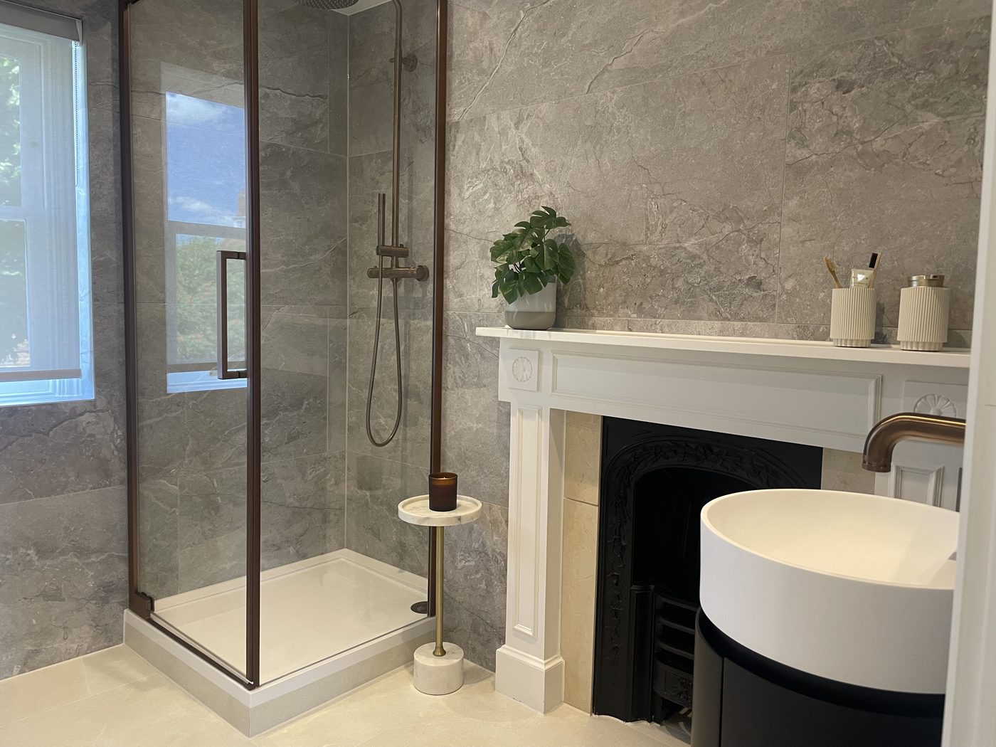 Period bathroom with shower